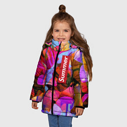 Куртка зимняя для девочки Красочный летний цветочный паттерн Summer color pa, цвет: 3D-красный — фото 2