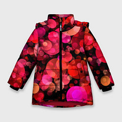 Куртка зимняя для девочки ЦВЕТНЫЕ ВОЗДУШНЫЕ ПУЗЫРИ, цвет: 3D-красный