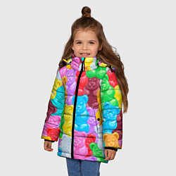 Куртка зимняя для девочки Мармеладные мишки разноцветные, цвет: 3D-черный — фото 2