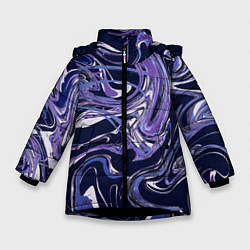 Зимняя куртка для девочки Фиолетовая магия Абстракция с мраморными разводами