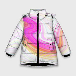 Куртка зимняя для девочки Abstract gradient lines, цвет: 3D-черный