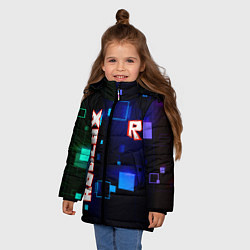 Куртка зимняя для девочки ROBLOX неоновые кубики, цвет: 3D-светло-серый — фото 2