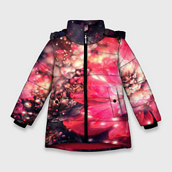 Зимняя куртка для девочки Нежные цветы и блестки