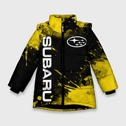 Куртка зимняя для девочки СУБАРУ - SUBARU Желтые пятна, цвет: 3D-черный