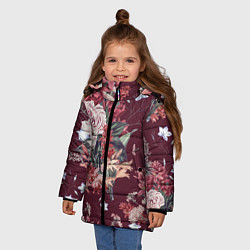 Куртка зимняя для девочки Цветы Прекрасный Букет, цвет: 3D-красный — фото 2