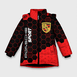 Куртка зимняя для девочки ПОРШЕ Sport Графика, цвет: 3D-черный