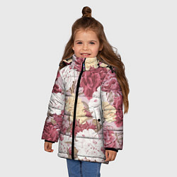 Куртка зимняя для девочки Цветы Восхитительный Летний Букет Пион, цвет: 3D-светло-серый — фото 2
