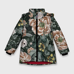 Зимняя куртка для девочки Цветы Анемоны Ночного Сада
