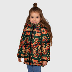 Куртка зимняя для девочки Узор геометрия треугольная, цвет: 3D-красный — фото 2