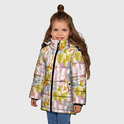 Куртка зимняя для девочки Абстрактные узоры цветы, цвет: 3D-светло-серый — фото 2
