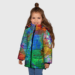 Куртка зимняя для девочки Разноцветные кляксы, цвет: 3D-черный — фото 2