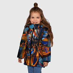 Куртка зимняя для девочки Объёмная футуристическая композиция Абстракция Vol, цвет: 3D-светло-серый — фото 2