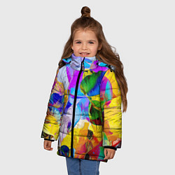 Куртка зимняя для девочки Цветы Буйство красок Flowers Riot of colors, цвет: 3D-светло-серый — фото 2