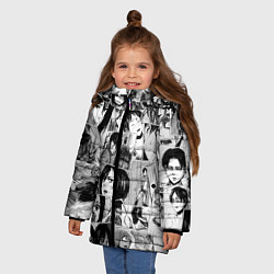 Куртка зимняя для девочки Атака титанов паттерн, цвет: 3D-светло-серый — фото 2