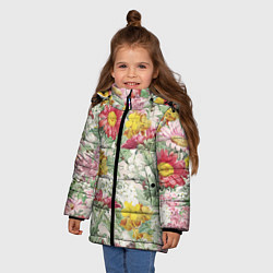 Куртка зимняя для девочки Цветы Майские Герберы, цвет: 3D-красный — фото 2