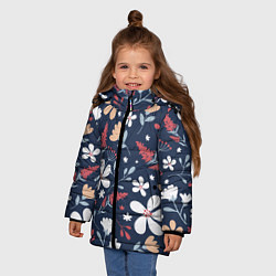 Куртка зимняя для девочки Цветы Полуночные Разноцветные, цвет: 3D-красный — фото 2
