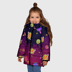 Куртка зимняя для девочки Pizza in Space, цвет: 3D-светло-серый — фото 2