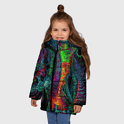 Куртка зимняя для девочки Фантастическая авангардная композиция Абстракция F, цвет: 3D-черный — фото 2