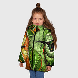 Куртка зимняя для девочки Растительный абстрактный фрактальный паттерн Veget, цвет: 3D-светло-серый — фото 2