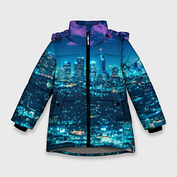 Куртка зимняя для девочки Вечер в Лос-Анжелесе, цвет: 3D-светло-серый