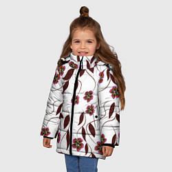 Куртка зимняя для девочки Розовые цветы вишни на светлом фоне, цвет: 3D-светло-серый — фото 2
