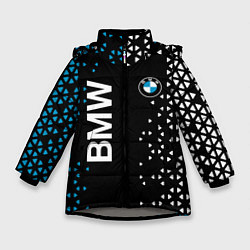 Куртка зимняя для девочки BMW Абстракция, цвет: 3D-светло-серый