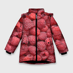 Куртка зимняя для девочки Малина - ягоды, цвет: 3D-черный