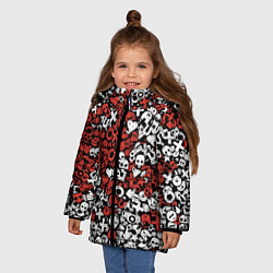 Куртка зимняя для девочки Красно-белые знаки LDR, цвет: 3D-красный — фото 2