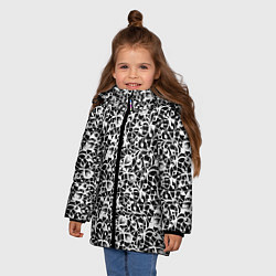 Куртка зимняя для девочки Черно-белый кружевной ажурный узор, цвет: 3D-красный — фото 2