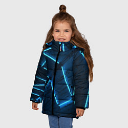 Куртка зимняя для девочки Неоновые лампы и кирпичный эффект - Голубой, цвет: 3D-красный — фото 2