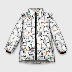 Куртка зимняя для девочки Зайцы с морковками, цвет: 3D-светло-серый