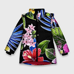 Куртка зимняя для девочки Floral vanguard composition Летняя ночь Fashion tr, цвет: 3D-красный