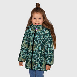 Куртка зимняя для девочки Листья в 3D абстракция, цвет: 3D-черный — фото 2
