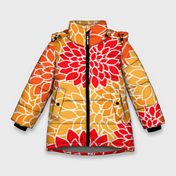 Куртка зимняя для девочки Летний цветочный паттерн, цвет: 3D-светло-серый