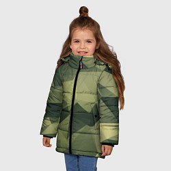 Куртка зимняя для девочки 3д полигоны - камуфляж, цвет: 3D-светло-серый — фото 2