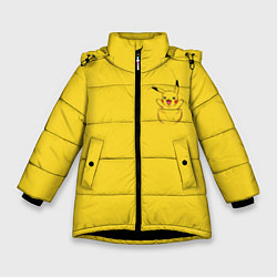 Куртка зимняя для девочки Покемон в кармане, цвет: 3D-черный