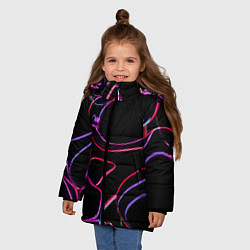 Куртка зимняя для девочки Неоновые линзы во тьме - Розовый, цвет: 3D-черный — фото 2