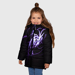 Куртка зимняя для девочки Неоновый узор - Фиолетовый, цвет: 3D-красный — фото 2