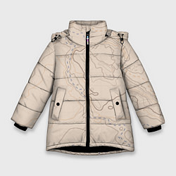 Куртка зимняя для девочки Песчаная Топографическая Карта, цвет: 3D-черный
