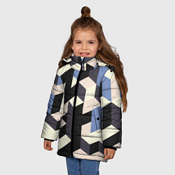 Куртка зимняя для девочки Изометрическая Мозаика, цвет: 3D-светло-серый — фото 2