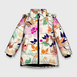 Куртка зимняя для девочки Summer floral pattern, цвет: 3D-черный