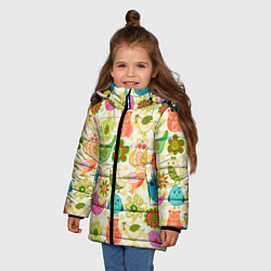 Куртка зимняя для девочки COLORFUL BIRDS, цвет: 3D-светло-серый — фото 2