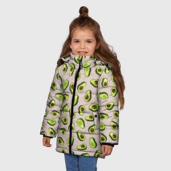 Куртка зимняя для девочки Авокадо, текстильный паттерн, цвет: 3D-красный — фото 2