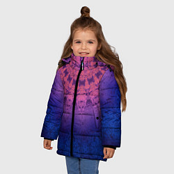 Куртка зимняя для девочки Розово-синий круглый орнамент калейдоскоп, цвет: 3D-красный — фото 2
