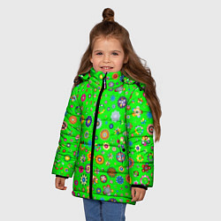Куртка зимняя для девочки TEXTURE OF MULTICOLORED FLOWERS, цвет: 3D-светло-серый — фото 2