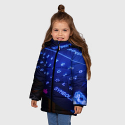 Куртка зимняя для девочки Неоновая клавиатура - Синий, цвет: 3D-светло-серый — фото 2