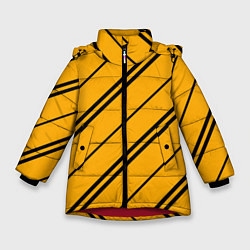 Куртка зимняя для девочки Полосы желтые черные, цвет: 3D-красный