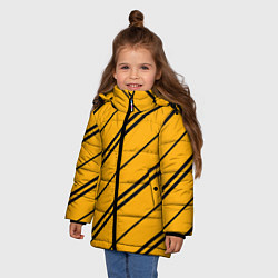 Куртка зимняя для девочки Полосы желтые черные, цвет: 3D-красный — фото 2
