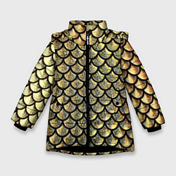 Куртка зимняя для девочки Чешуя золотая, цвет: 3D-черный