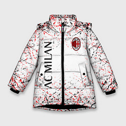 Куртка зимняя для девочки Ac milan logo, цвет: 3D-черный